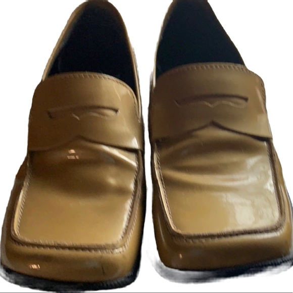 VINTAGE STEVE MADDEN PATENT LEATHER PLATFORM WEDGE MULES LOAFERS 6B - Picture 4 of 9